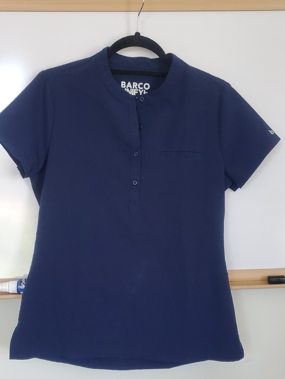 Barco Uniforms Navy Short Sleeve Henley Scrub Top